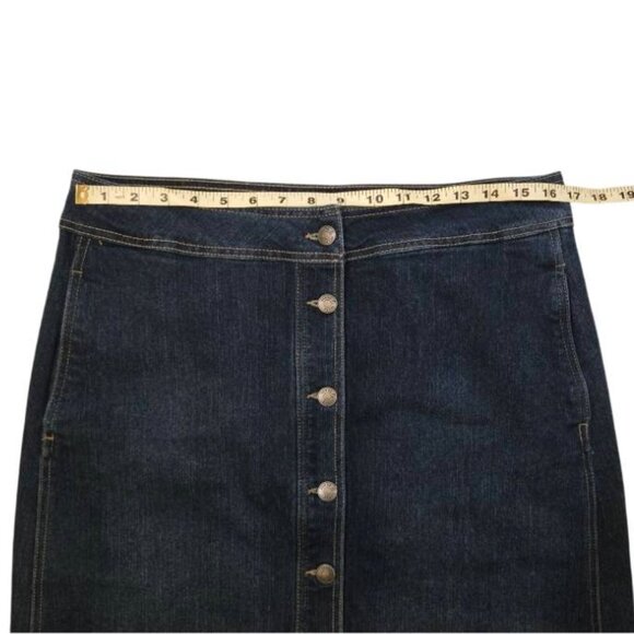 Per Se Classic Button Front Midi Denim Skirt 10 - Picture 5 of 7